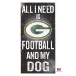 Green Bay Packers Distressed Football And My Dog Sign - staygoldendoodle.com