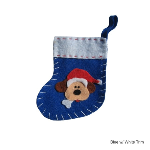 Christmas Treat Stockings For Pets-Blue w/ White Trim-Cat