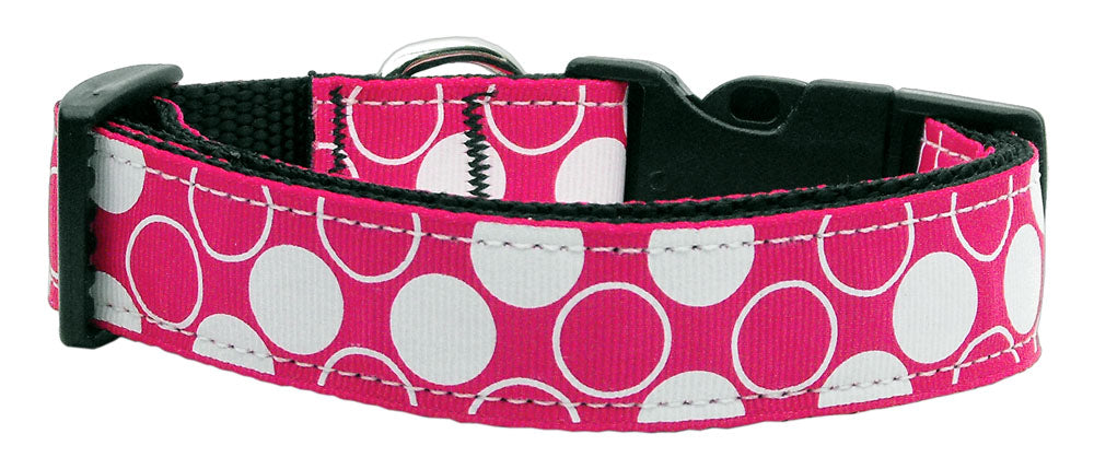 Diagonal Dots Nylon Collar Bright Pink Medium