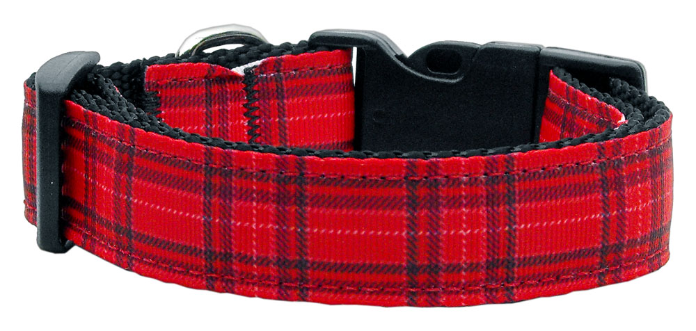 Plaid Nylon Collar Red Medium