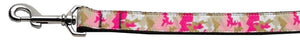 Pink Camo Nylon Dog Leash 3/8 Inch Wide 4ft Long