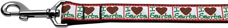 I Heart Santa Nylon Dog Leash 3/8 Inch Wide 4ft Long