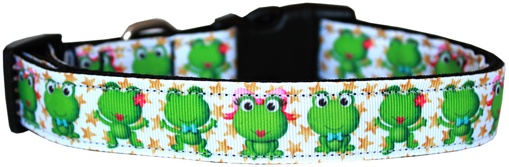 Happy Frogs Nylon Dog Collar Md