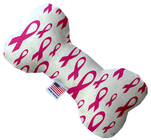 Pink Ribbons 6 Inch Canvas Bone Dog Toy