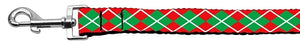 Christmas Argyle Nylon Ribbon Leash 1 Inch Wide 6ft Long