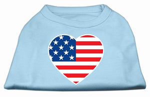 American Flag Heart Screen Print Shirt Baby Blue Xl