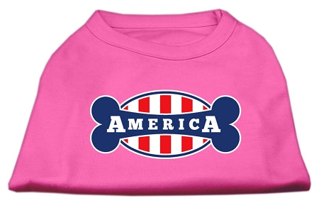 Bonely In America Screen Print Shirt Bright Pink Lg