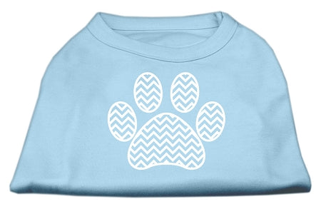 Chevron Paw Screen Print Shirt Baby Blue Xs