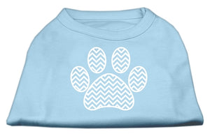 Chevron Paw Screen Print Shirt Baby Blue Xs