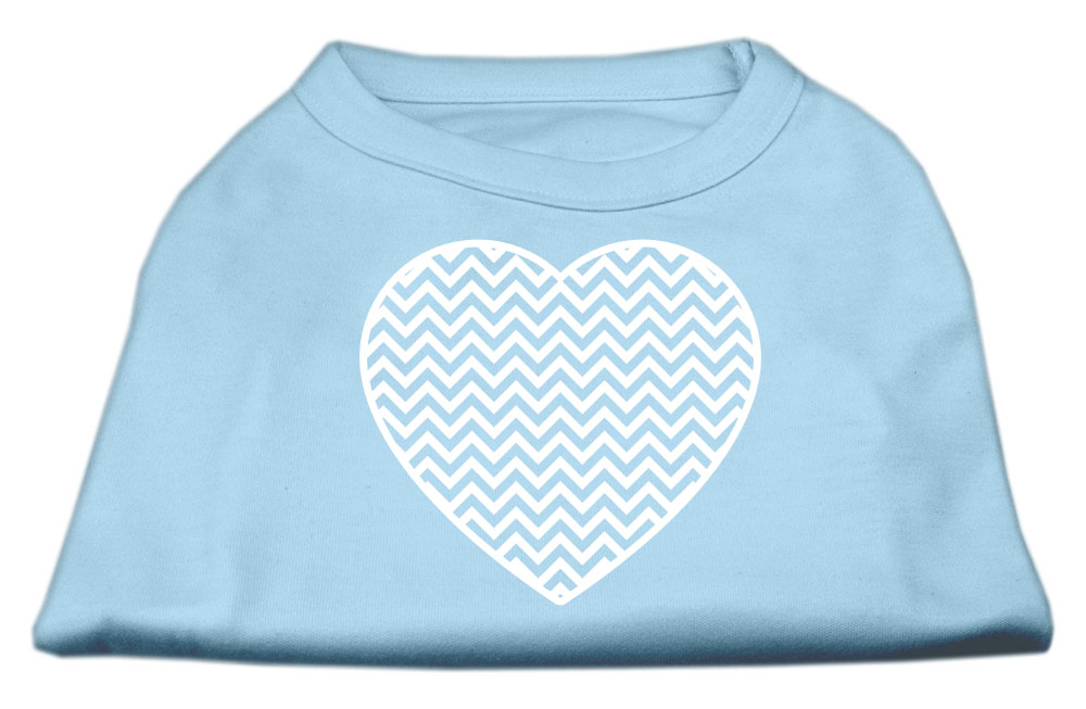 Chevron Heart Screen Print Dog Shirt Baby Blue Xs