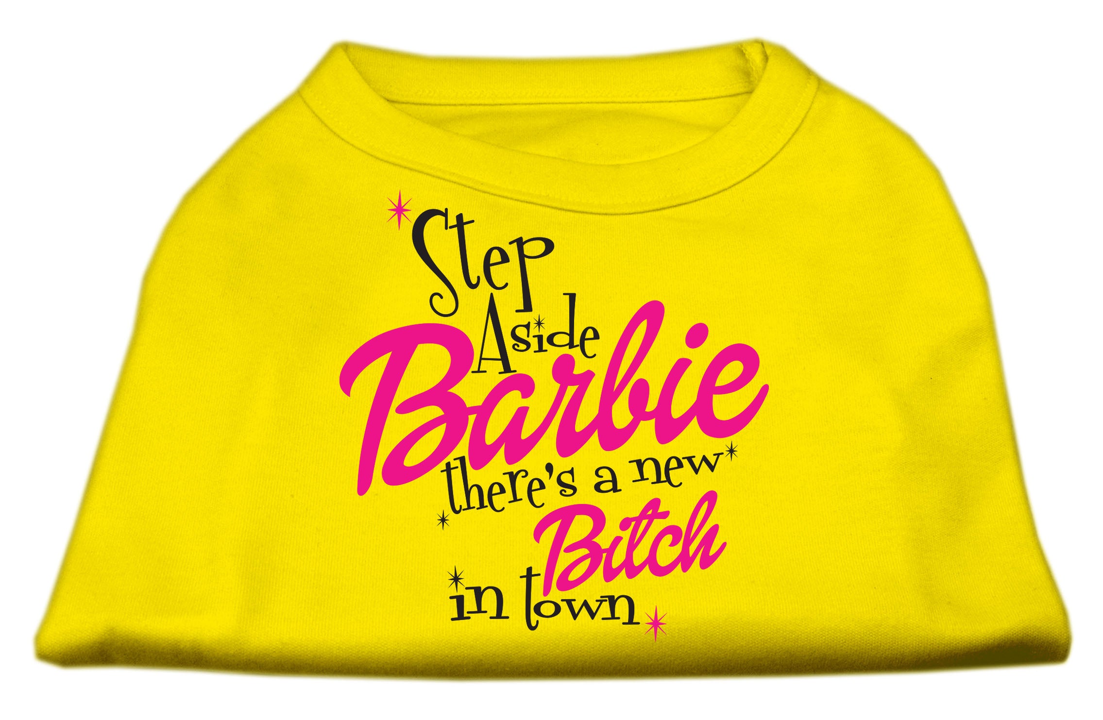 New Bitch In Town Screen Print Dog Shirt Yellow Sm