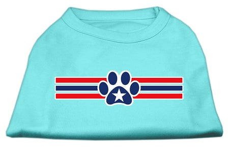 Patriotic Star Paw Screen Print Shirts Aqua Xl