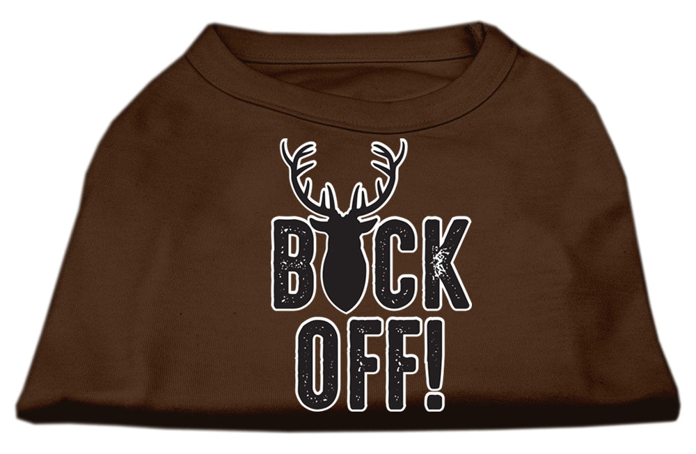 Buck Off Screen Print Dog Shirt Brown Med