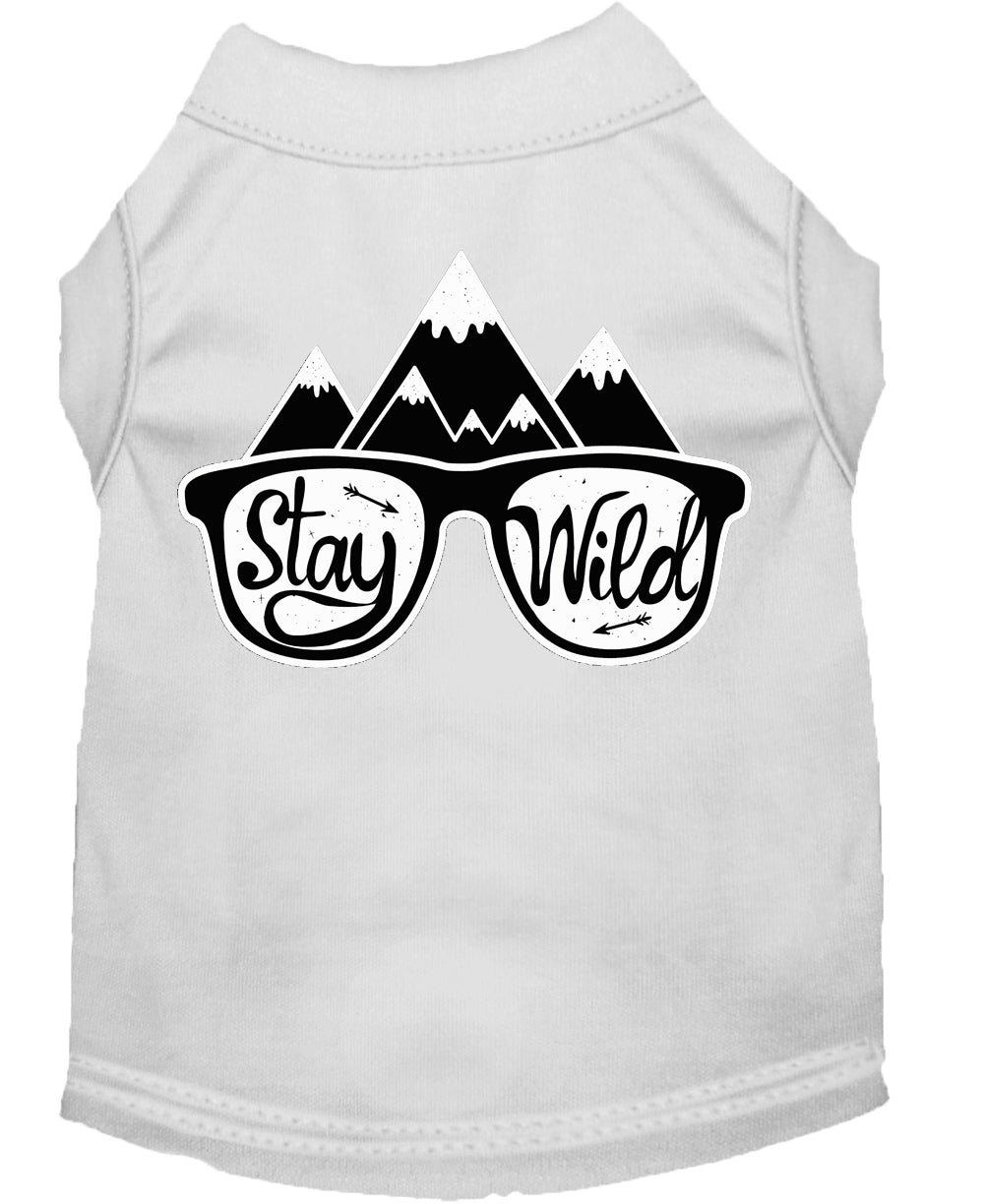 Stay Wild Screen Print Dog Shirt White Xxl