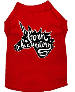 Born To Be A Unicorn Screen Print Dog Shirt Red Xs