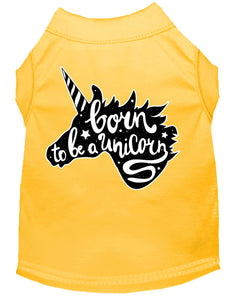 Born To Be A Unicorn Screen Print Dog Shirt Yellow Med