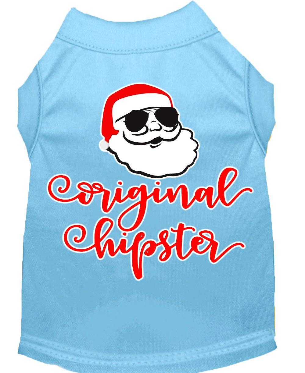 Original Hipster Screen Print Dog Shirt Baby Blue Xxl