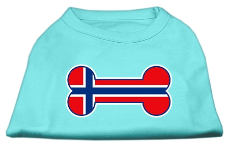 Bone Shaped Norway Flag Screen Print Shirts Aqua Xxxl