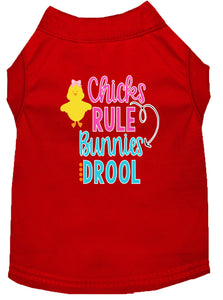 Chicks Rule Screen Print Dog Shirt Red Xxl