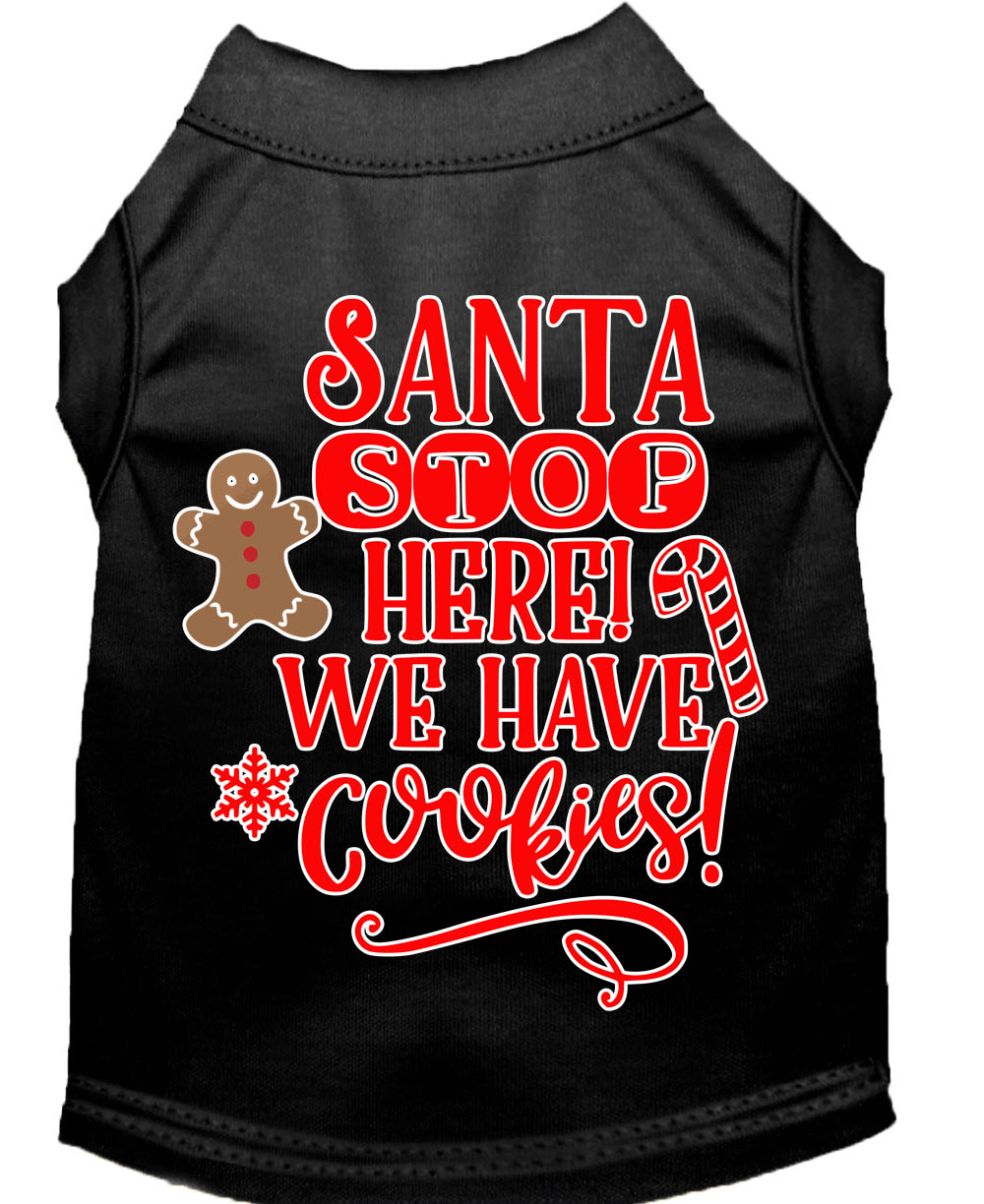 Santa, We Have Cookies Screen Print Dog Shirt Black Xs