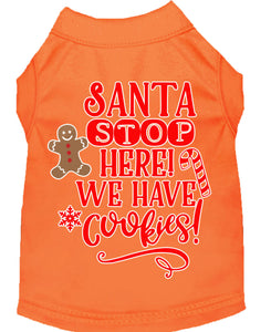Santa, We Have Cookies Screen Print Dog Shirt Orange Sm