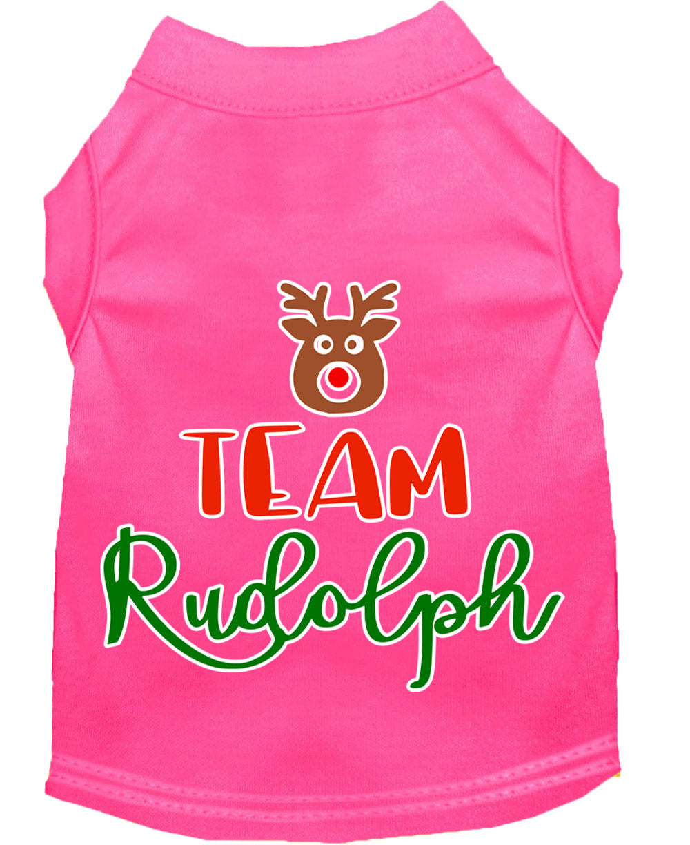 Team Rudolph Screen Print Dog Shirt Bright Pink Xl