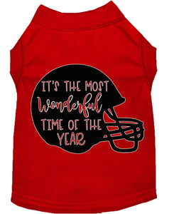 Most Wonderful Time Of The Year (football) Screen Print Dog Shirt Red Xxl