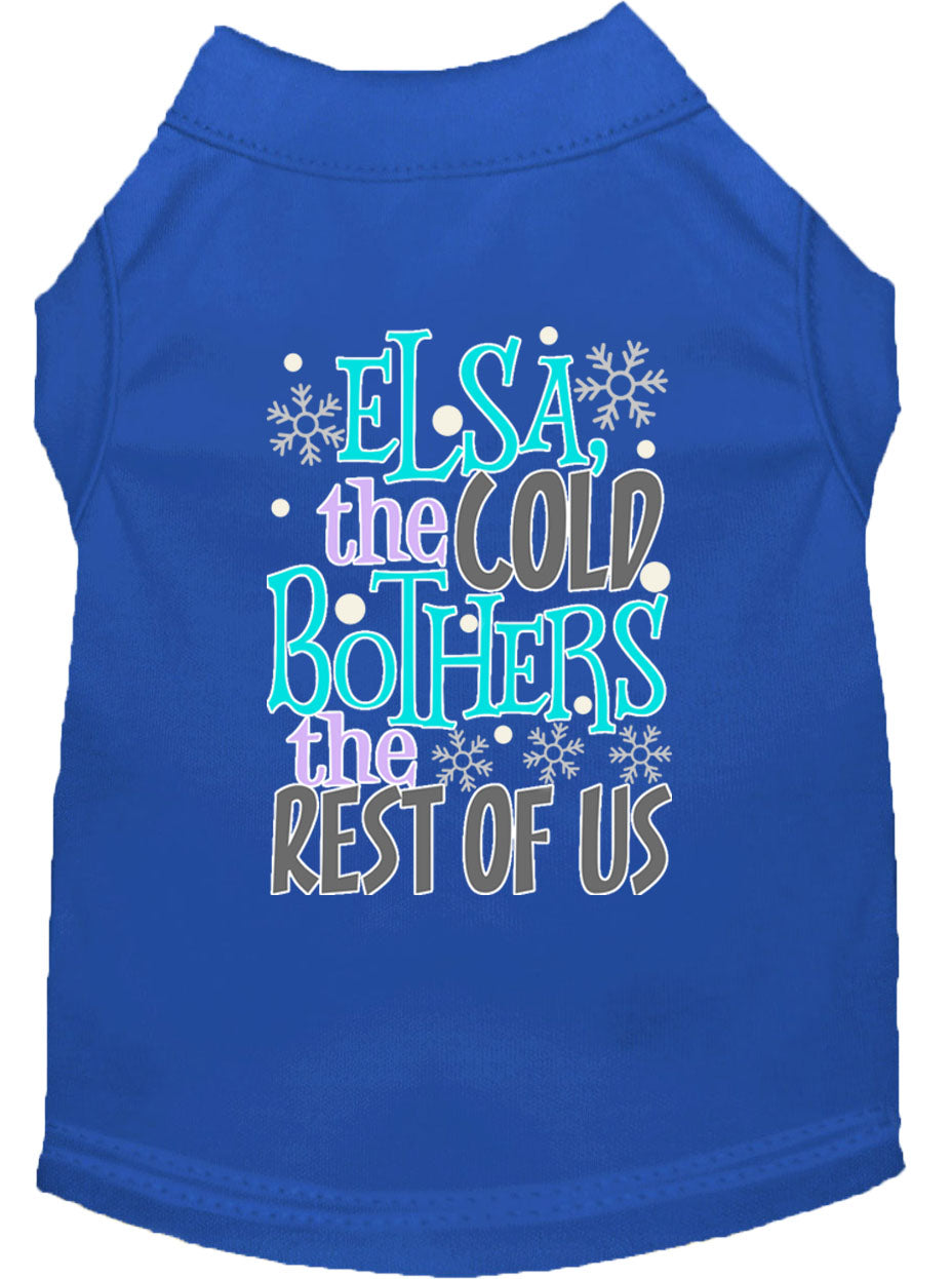 Elsa, The Cold Screen Print Dog Shirt Blue Xxl