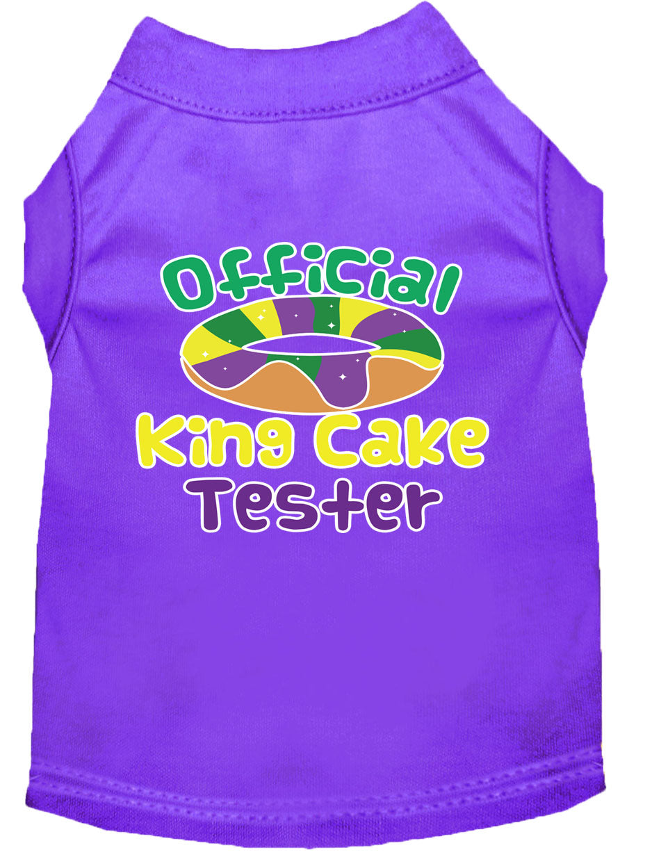 King Cake Taster Screen Print Mardi Gras Dog Shirt Purple Xxl