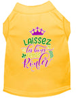 Laissez Les Bons Temps Rouler Screen Print Mardi Gras Dog Shirt Yellow Sm
