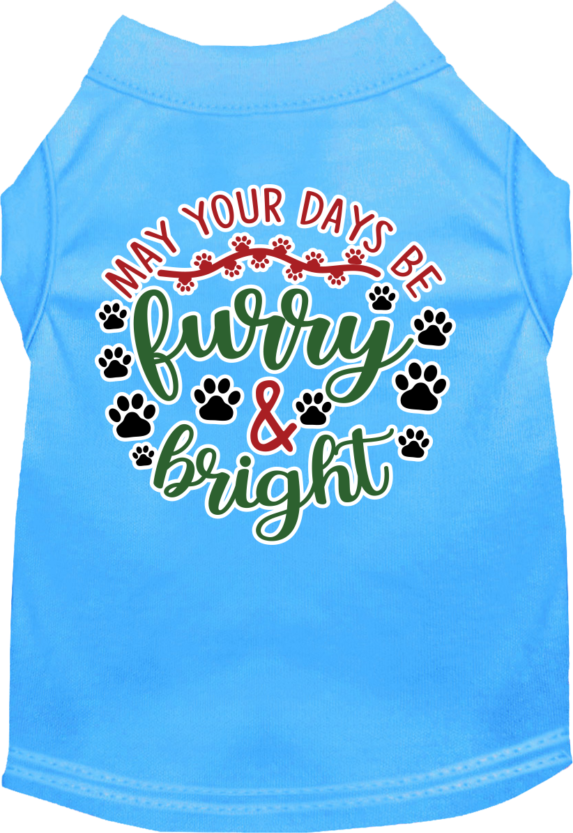 Furry And Bright Screen Print Dog Shirt Bermuda Blue Size Md