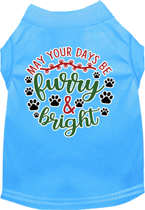 Furry And Bright Screen Print Dog Shirt Bermuda Blue Size Md