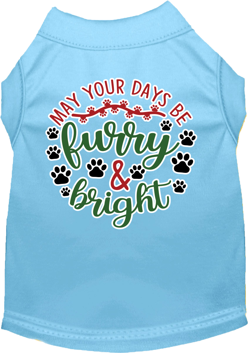 Furry And Bright Screen Print Dog Shirt Baby Blue Size Xxl