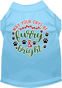 Furry And Bright Screen Print Dog Shirt Baby Blue Size Xxl