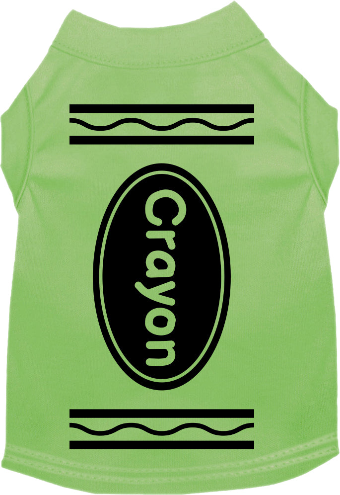 Crayon Costume Screen Print Dog Shirt Lime Green Size Xs