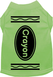 Crayon Costume Screen Print Dog Shirt Lime Green Size Xs