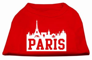 Paris Skyline Screen Print Shirt Red Med