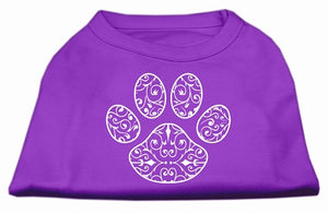 Henna Paw Screen Print Shirt Purple Xl