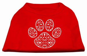 Henna Paw Screen Print Shirt Red Xl