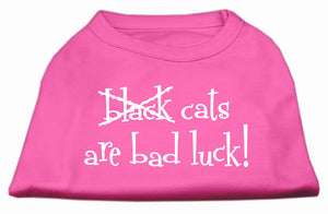 Black Cats Are Bad Luck Screen Print Shirt Bright Pink L