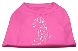 Rhinestone Boot Shirts Bright Pink Xs