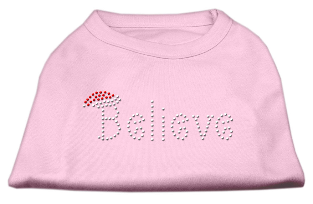 Believe Rhinestone Shirts Light Pink S