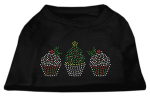 Christmas Cupcakes Rhinestone Shirt Black Xxl