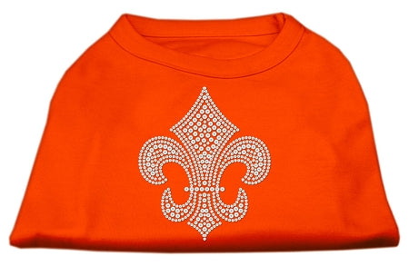 Silver Fleur De Lis Rhinestone Shirts Orange Xl