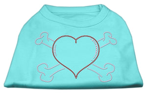 Heart And Crossbones Rhinestone Shirts Aqua Xs