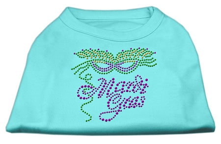 Mardi Gras Rhinestud Shirt Aqua Xs