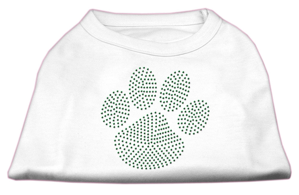 Green Paw Rhinestud Shirts White M