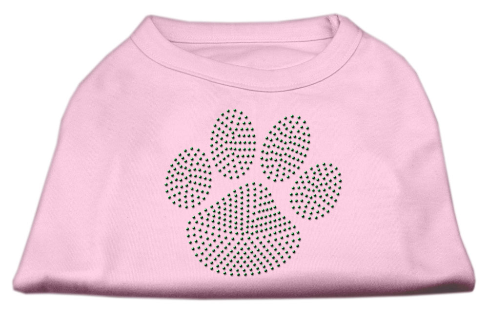 Green Paw Rhinestud Shirts Light Pink Xs