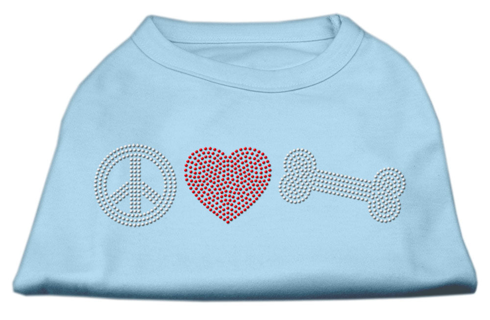 Peace Love And Bone Rhinestone Shirt Baby Blue M