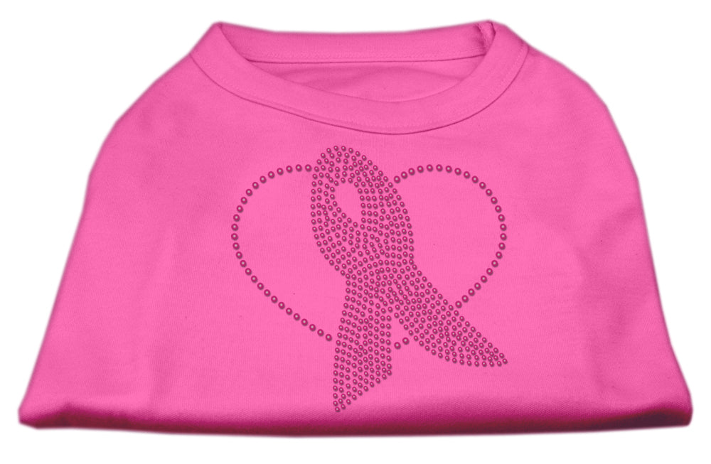 Pink Ribbon Rhinestone Shirts Bright Pink L